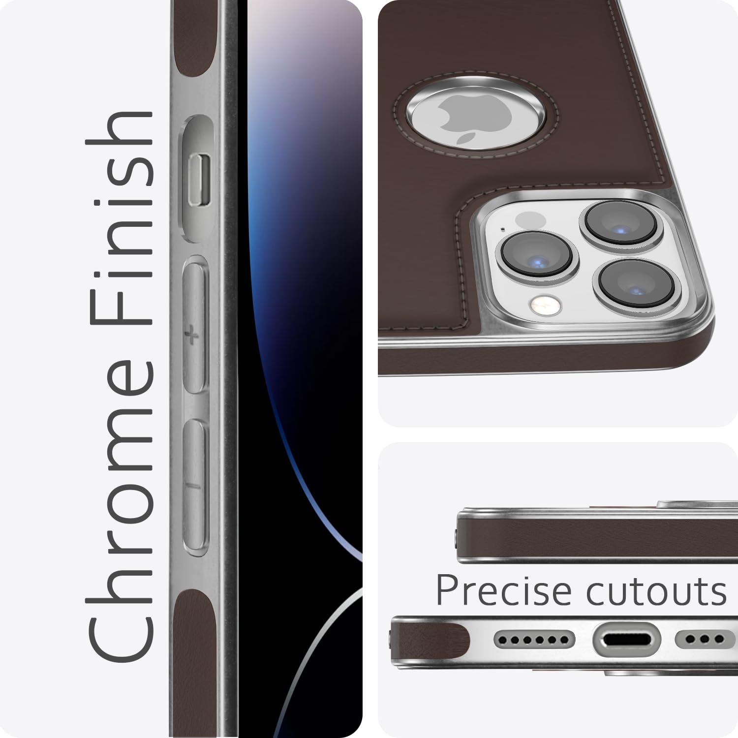 Pikkme iPhone 14 Pro Leatherback chrome coffee mobile cover – photo 5