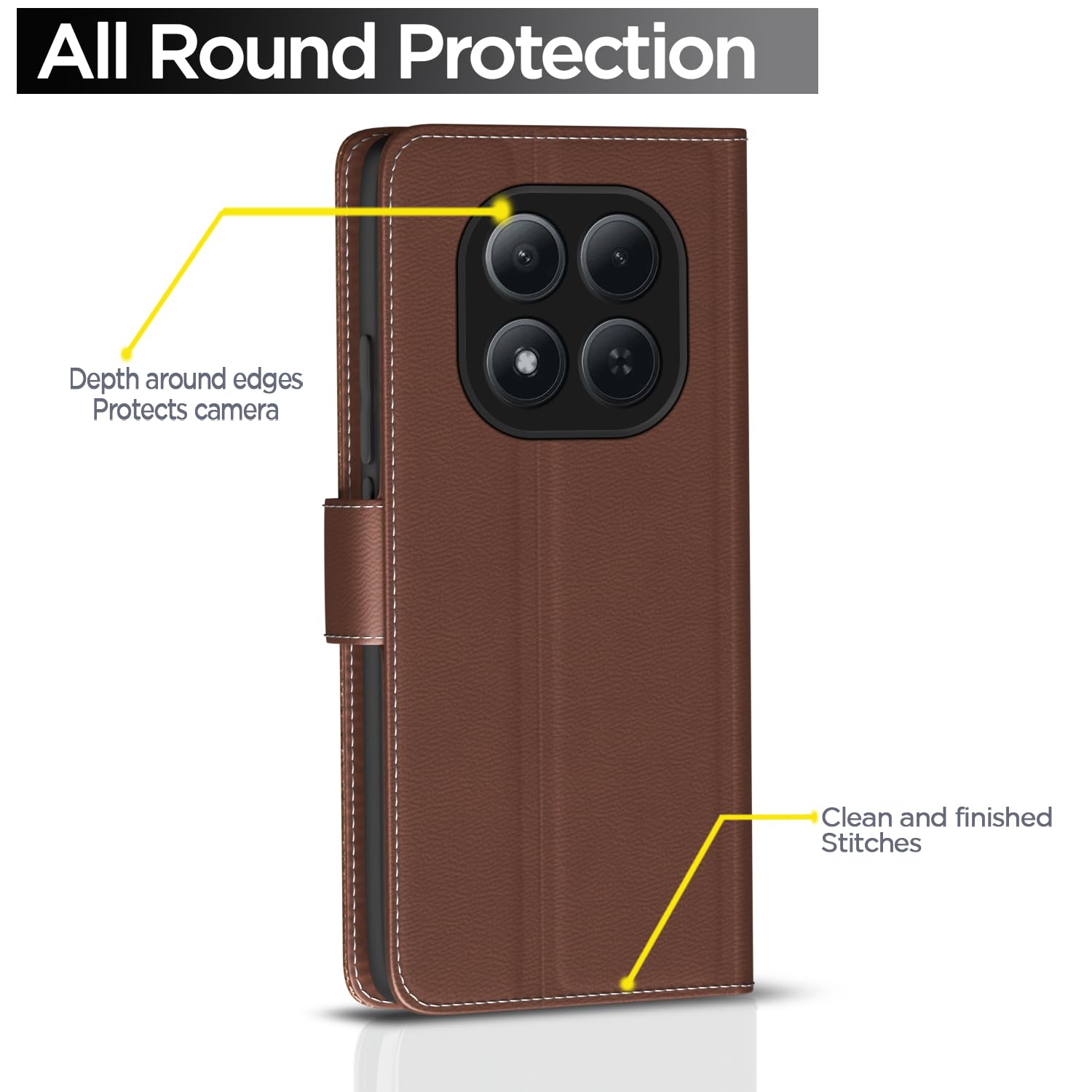 Pikkme tan wallet flip cover for Redmi Note 15 Pro 5G – photo 4