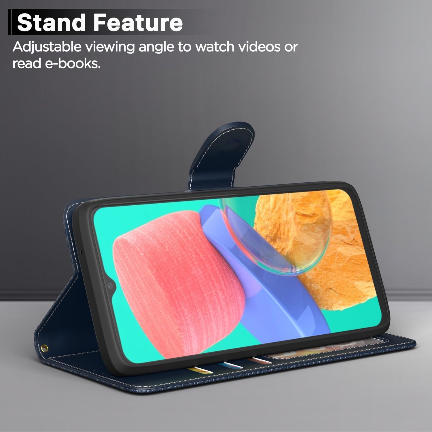 Samsung M32 4G/M32 Prime/F22 4G Wallet mobile flip cover in blue by Pikkme – photo 3