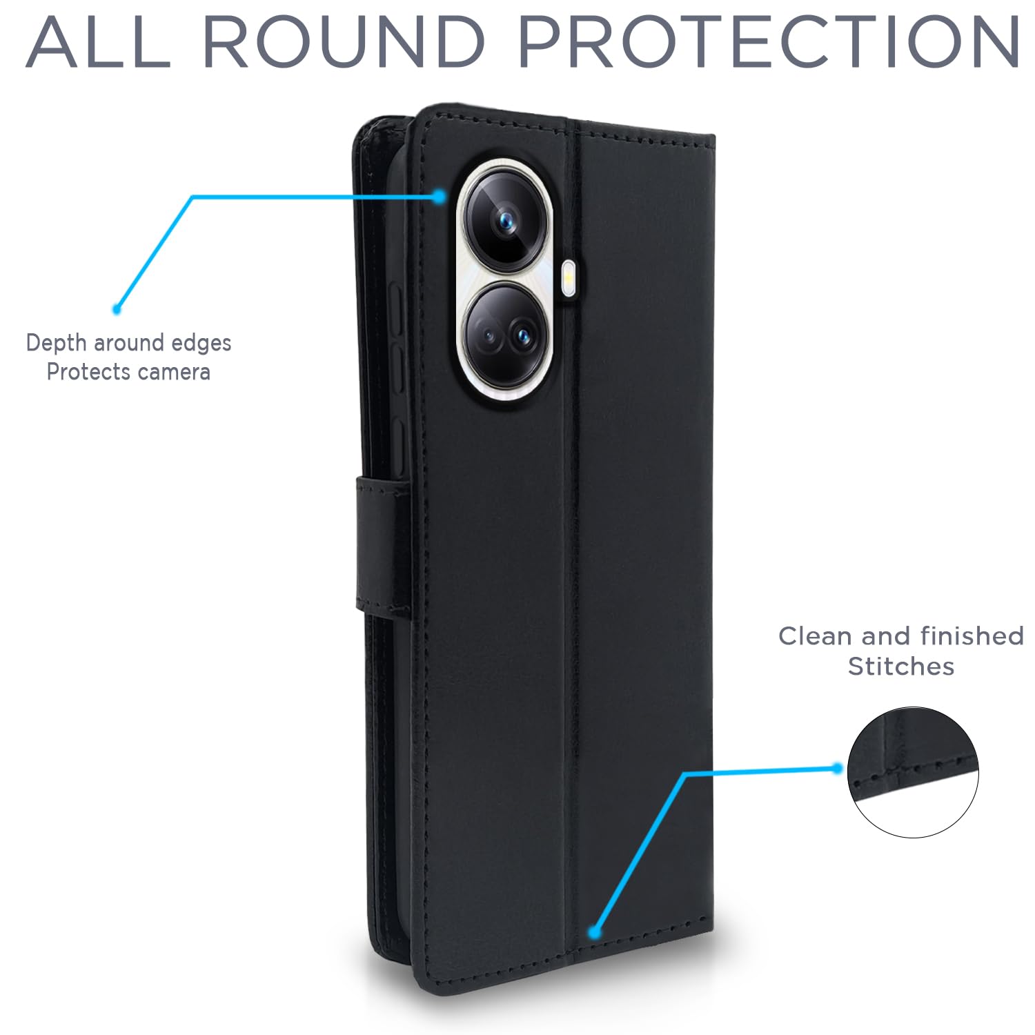 Black wallet flip cover for Realme 10 Pro Plus 5G – Pikkme – photo 4