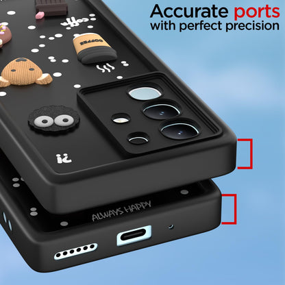 Pikkme Vivo T4x 5G / iQoo Z10x 5G Cute Fun Cartoon 3D Bear Coffee Back Cover (Black)