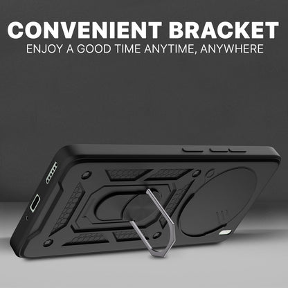 Pikkme Vivo X200 5G Sliding Camera Shield & Stand D10 Tough Armor Back Cover (Black)