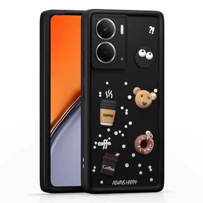 Pikkme Realme P3 5G Cute Fun Cartoon 3D Bear Coffee Back Cover (Black)