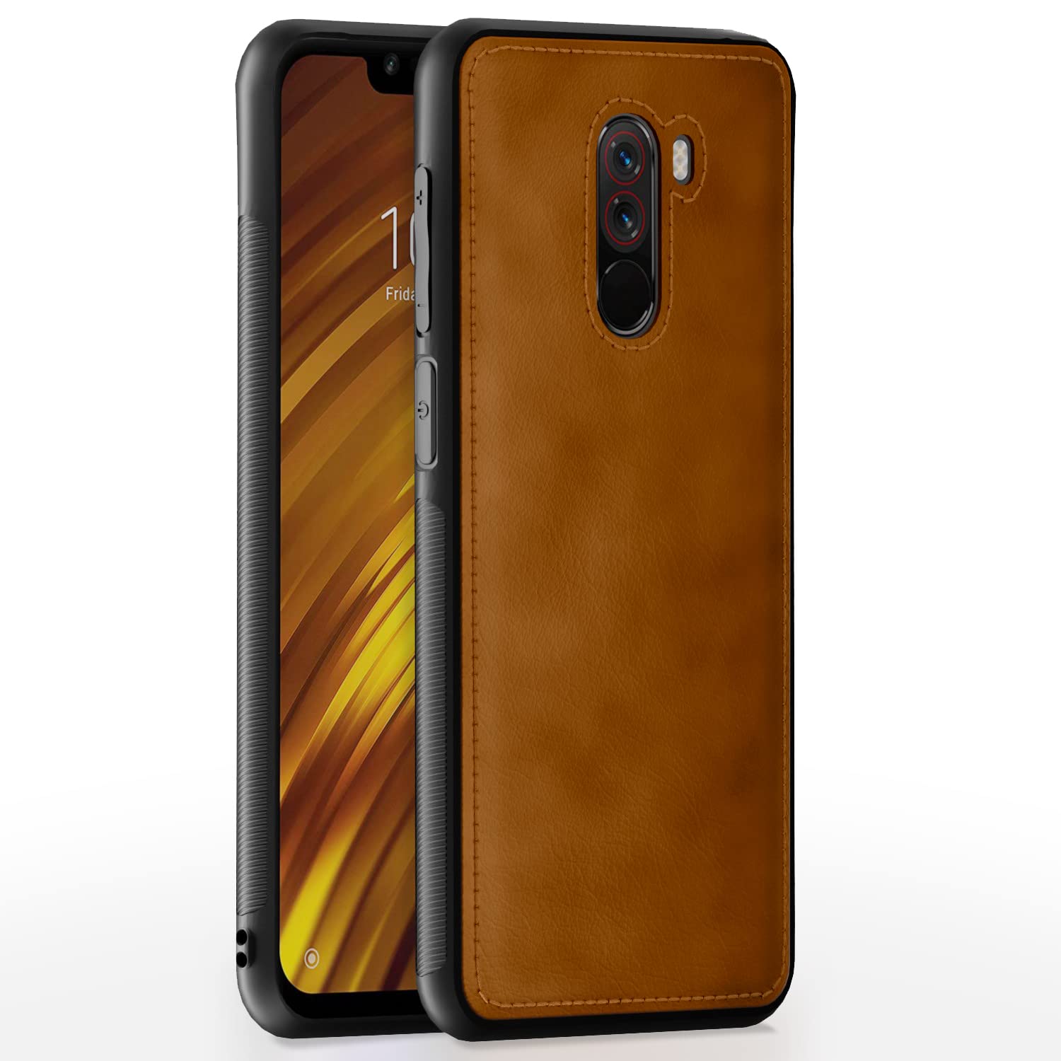 Poco F1 Leather back cover in brown by Pikkme