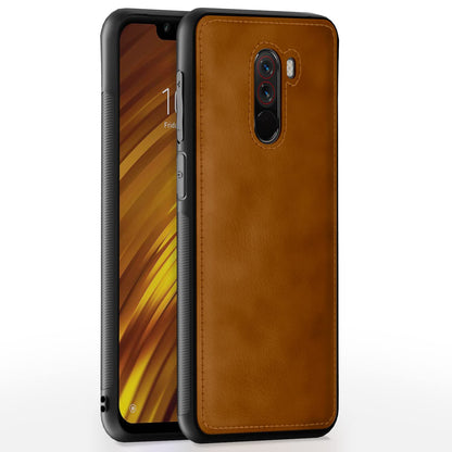 Poco F1 Leather back cover in brown by Pikkme