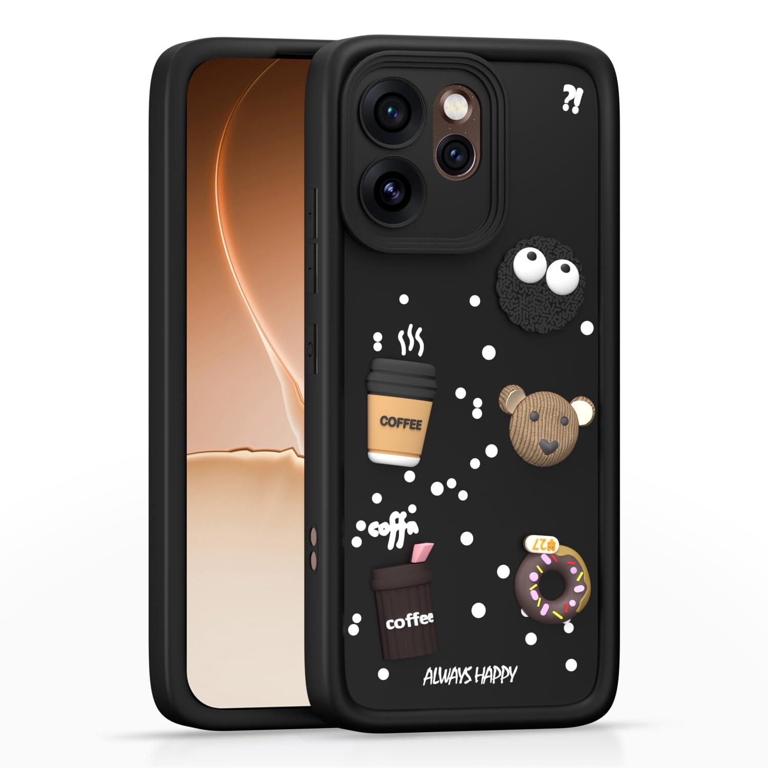 Pikkme black Silicone back cover for Oppo Reno 15 Pro Mini 5G/3D