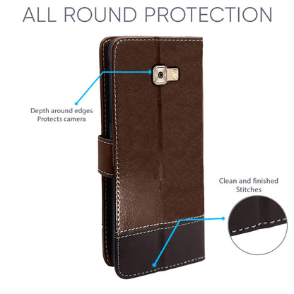 Samsung C7 Pro Magnetic flip cover in brown & coffee by Pikkme – photo 4