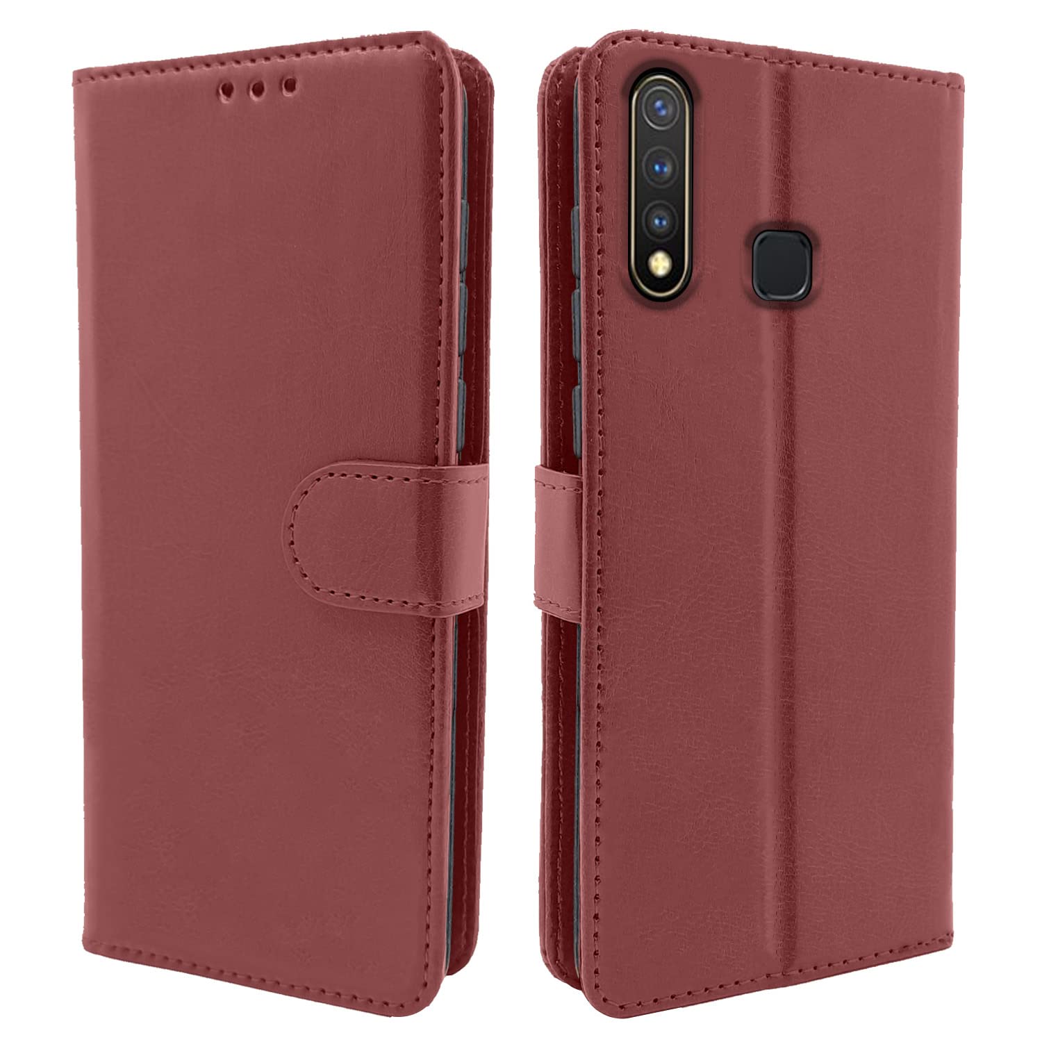   Vivo Y19 Flip 1 Brown Vintage Flip Cover