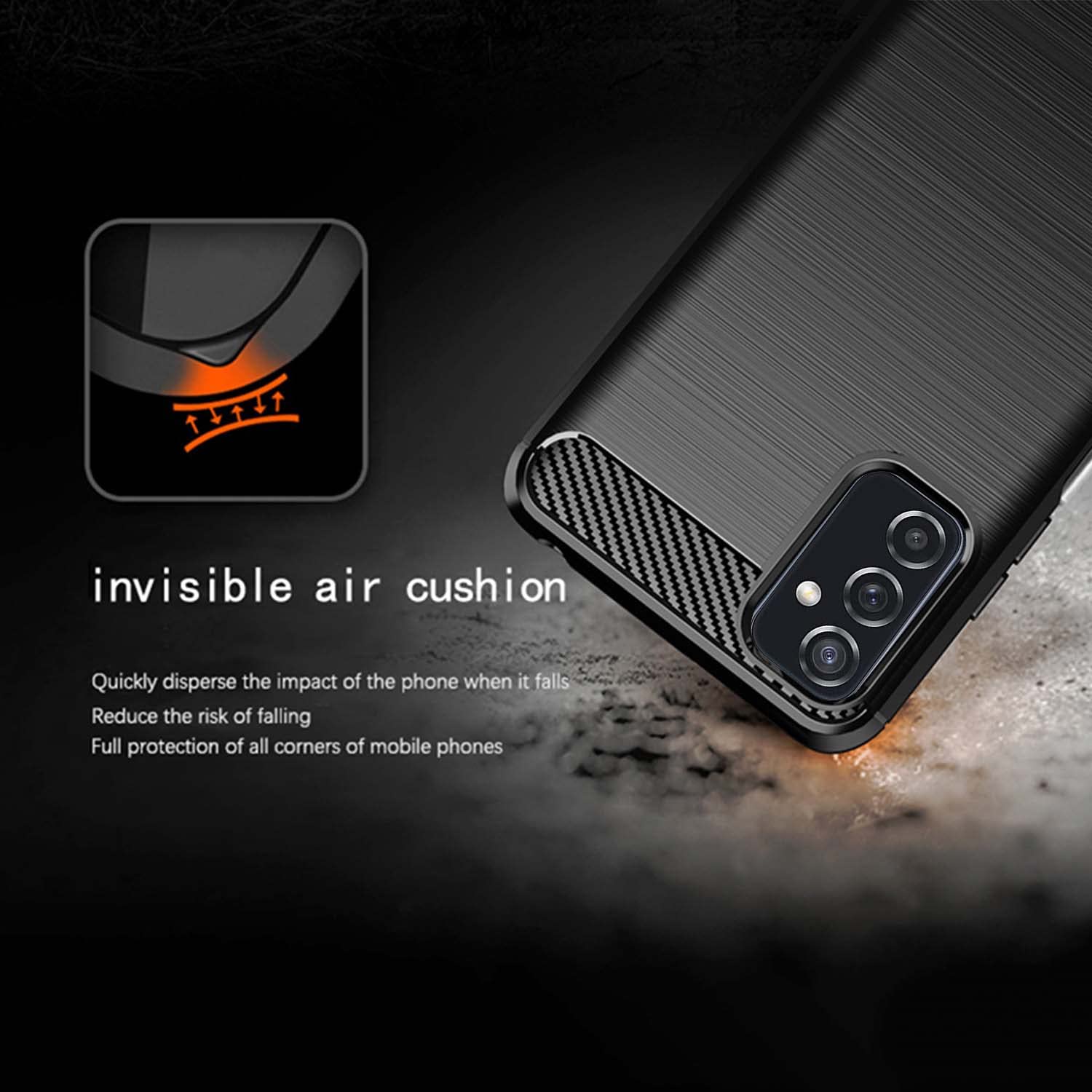 Pikkme Samsung Galaxy M52 5G Hybrid Carbon Fiber Back Cover | Black