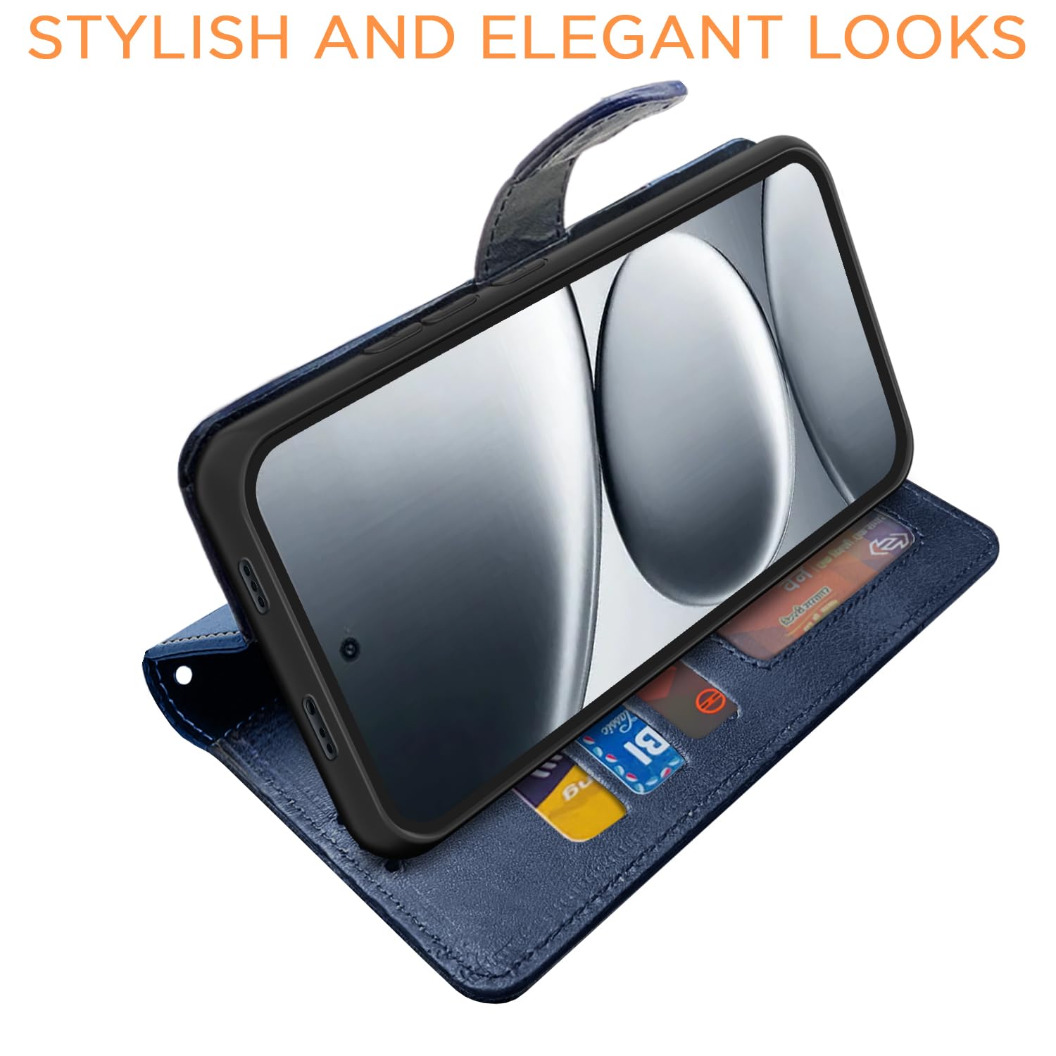 Navy & light blue Magnetic wallet flip cover for Redmi Note 15 Pro 5G – Pikkme – photo 3