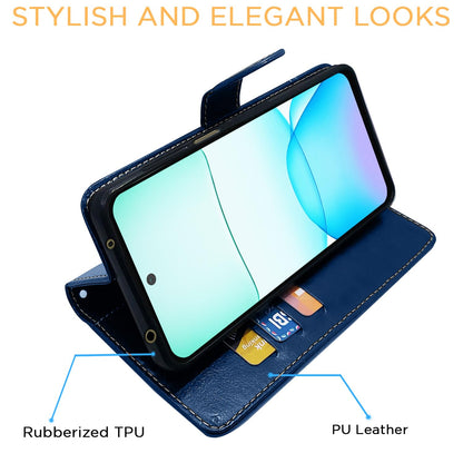 Redmi 13/Poco M6 Plus 5G Magnetic wallet flip cover in blue & brown by Pikkme – photo 5