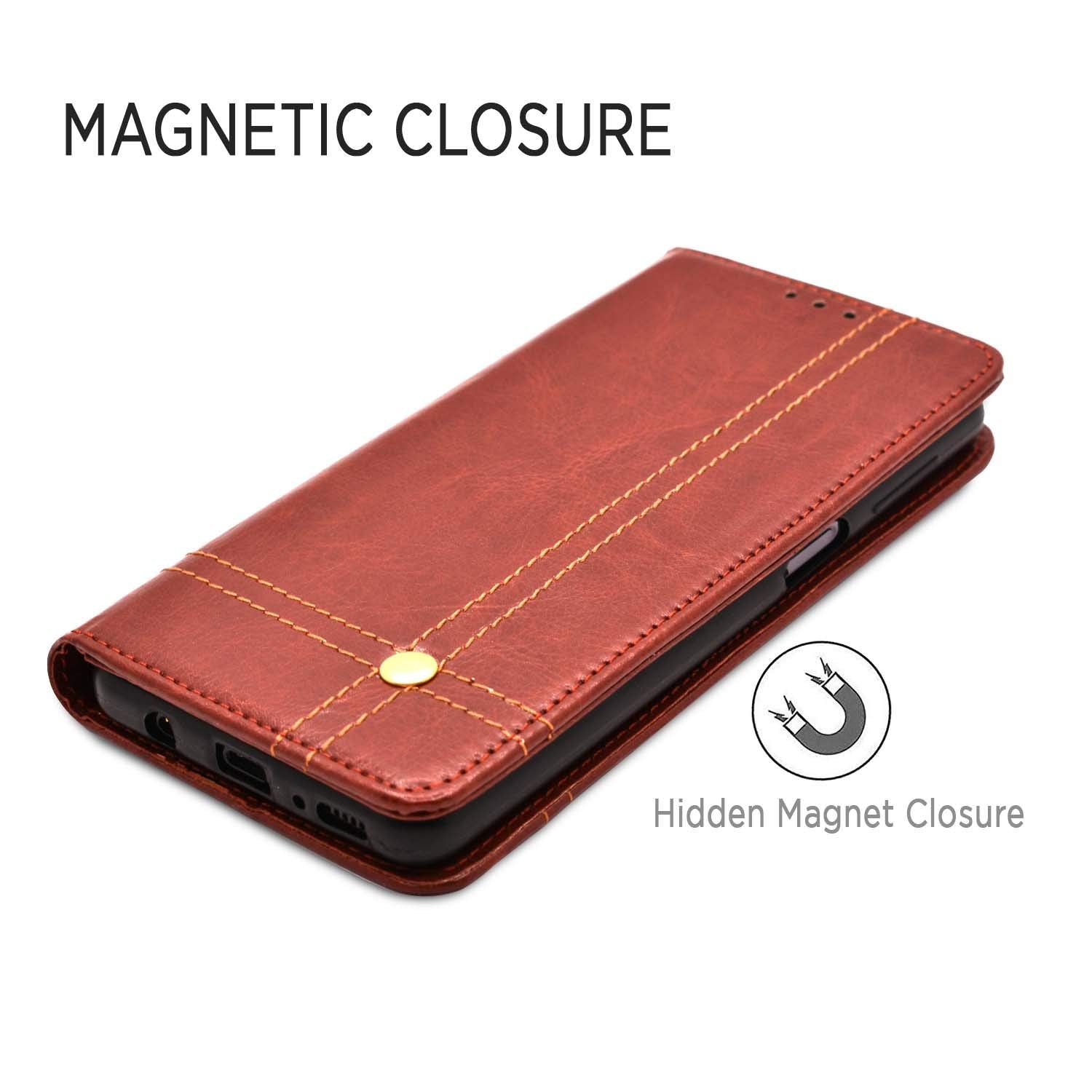 Pikkme Samsung Galaxy M31s  Magnetic Flip Cover (Brown)