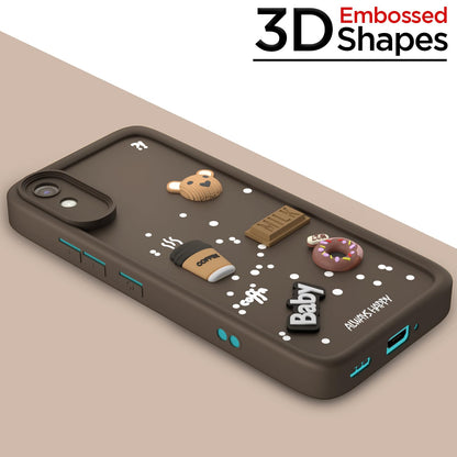 Pikkme Redmi 9A / 9i / 9A Sport Cute Fun Cartoon 3D Bear Coffee Back Cover (Brown)