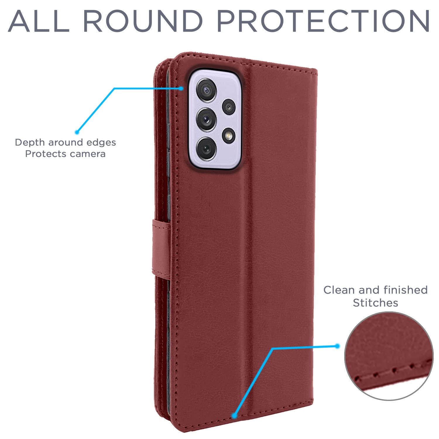 Samsung A72 flip cover in brown by Pikkme – photo 4