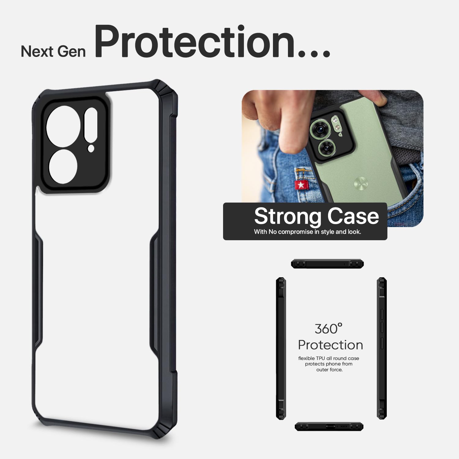 Black Hybrid mobile back cover for Moto Edge 40 – Pikkme – photo 7