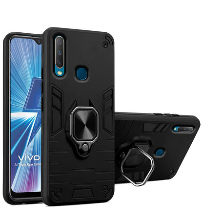 Pikkme black D5 Tough Armor back cover for Vivo Y19, Vivo U20