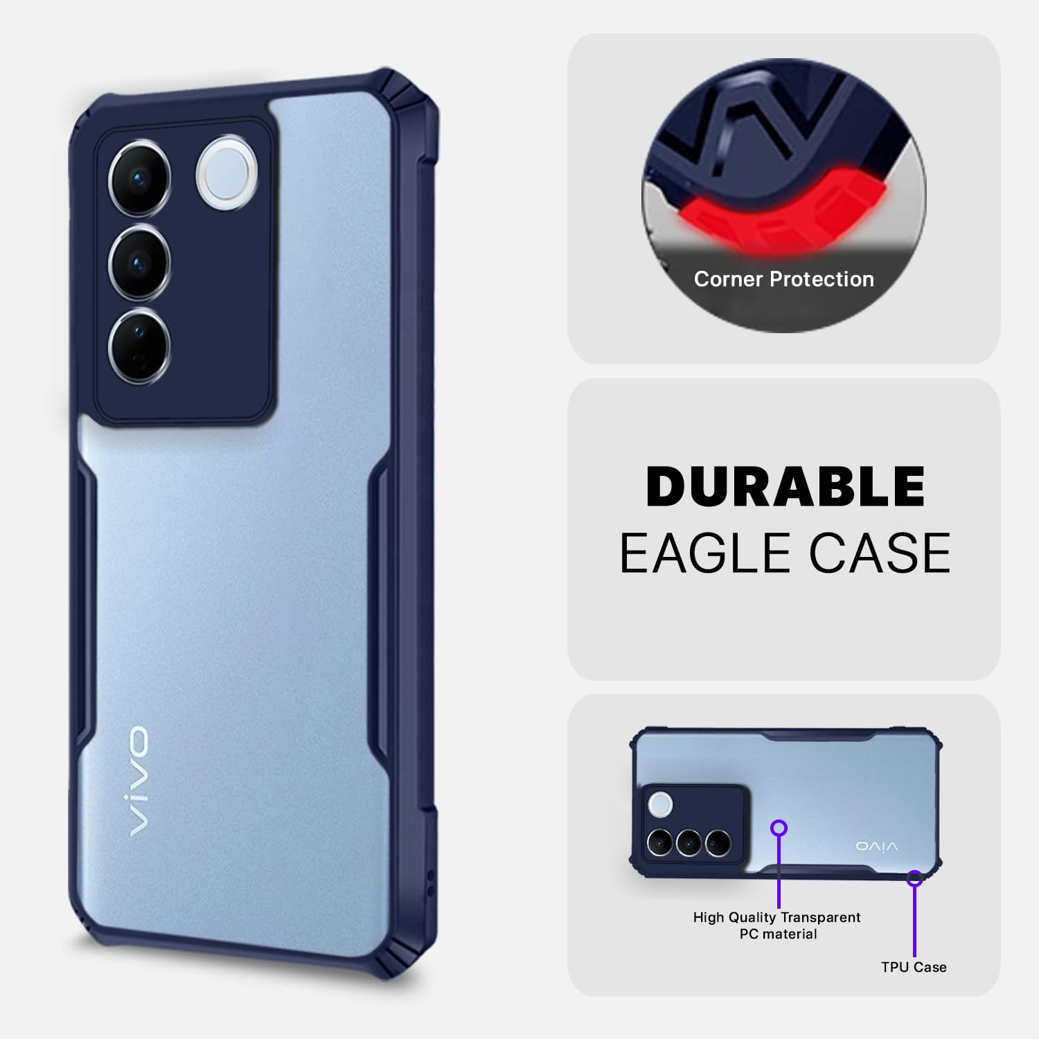 Pikkme Vivo V27 5G Eagle Back Cover (Blue)