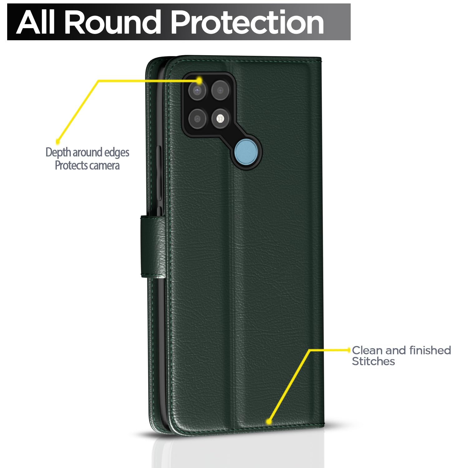 Oppo A15/A15s Wallet mobile flip cover in green by Pikkme – photo 4