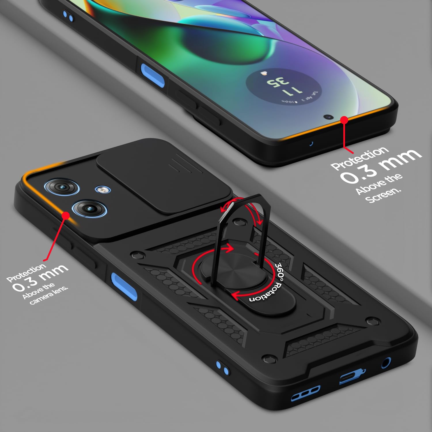 Pikkme black D10 Camera Shield phone cover for Moto G54 5G/G64 5G/360 – photo 4