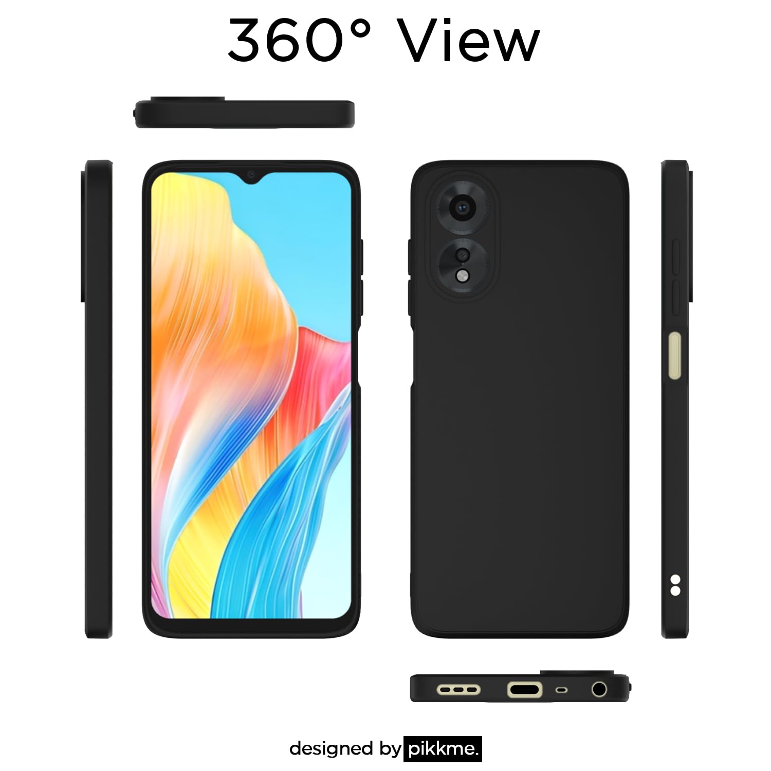 Pikkme Oppo A38 Liquid Silicone Back Cover (Black)