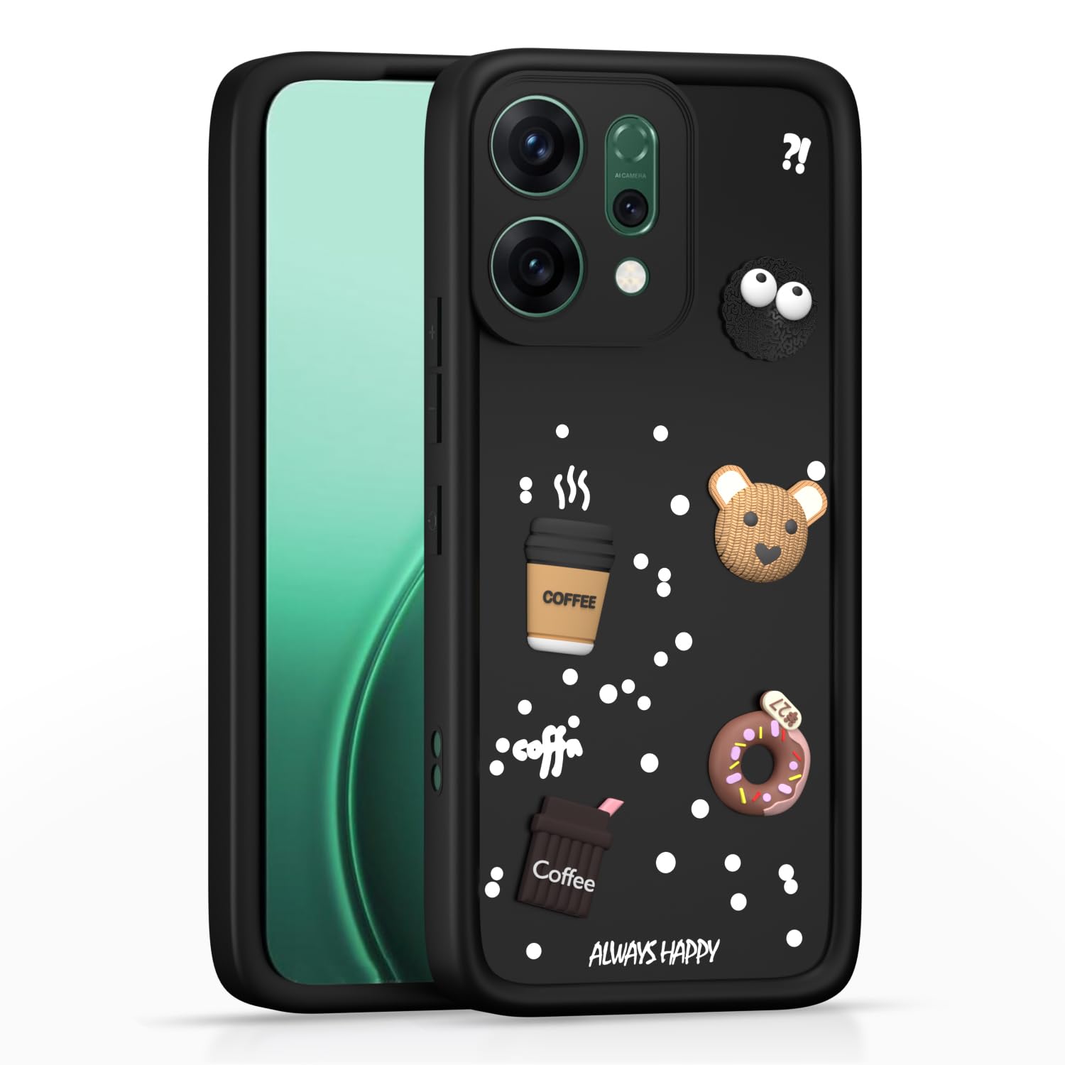 Pikkme black mobile back cover for Oppo Reno 14 Pro 5G