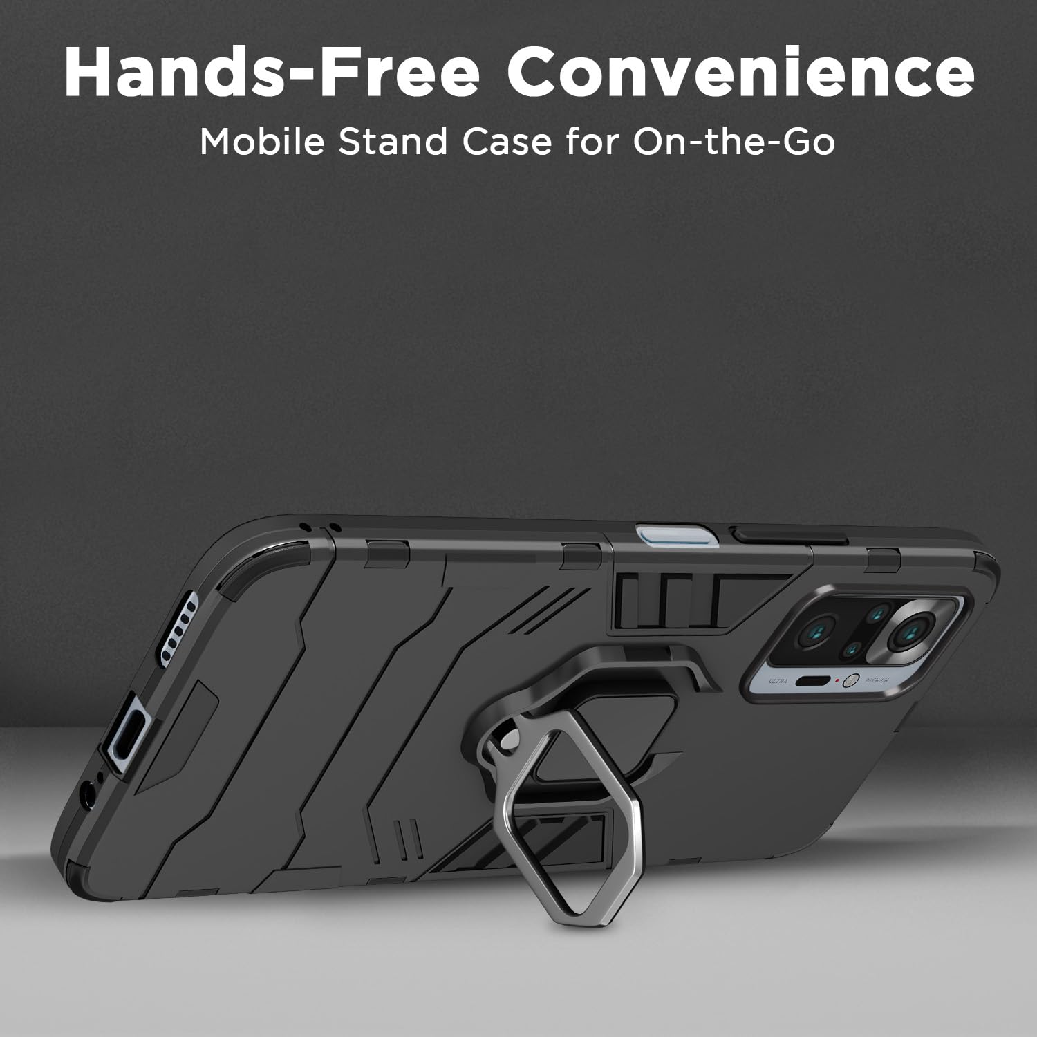 Pikkme Redmi Note 10 Pro/Note 10 Pro Max D5 Tough Armor Back Cover | Black