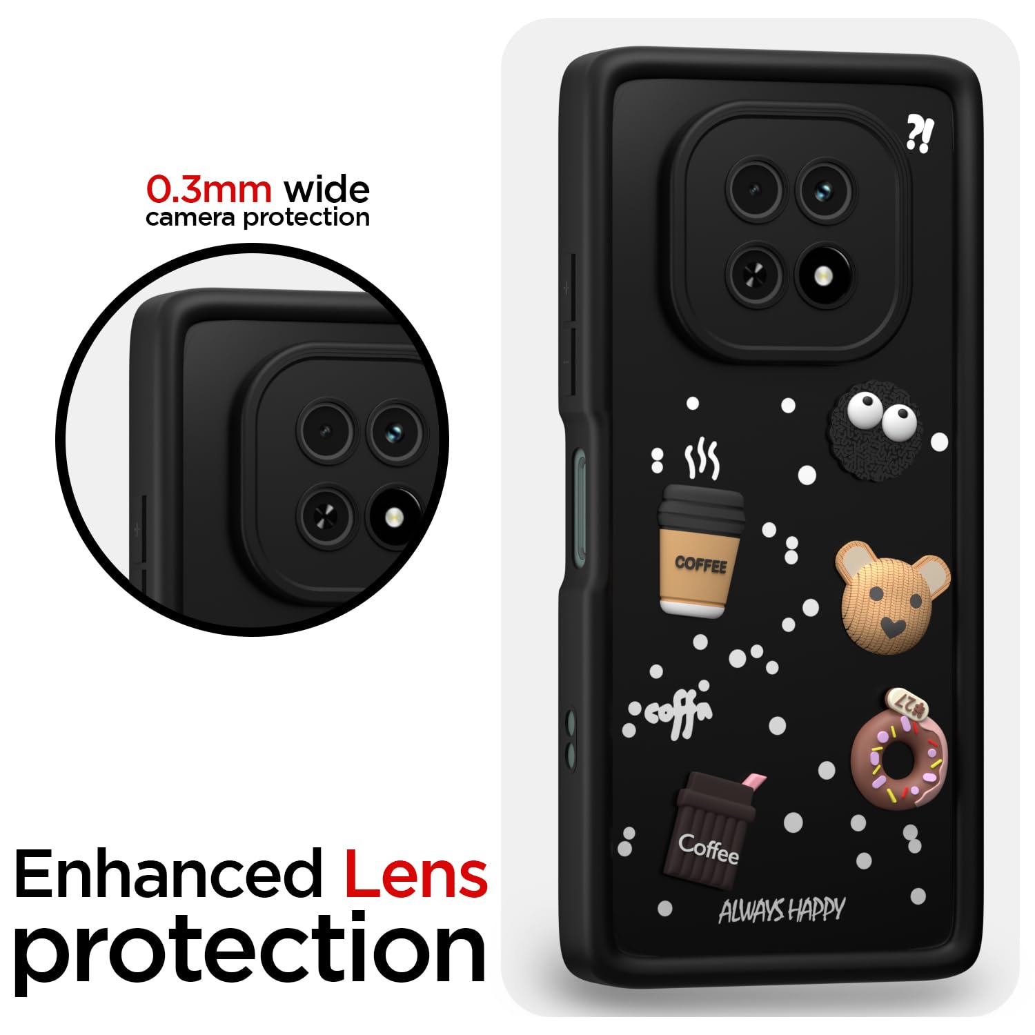 Pikkme  Realme C63 5G  Cute Fun Cartoon 3D Bear Coffee Back Cover (Black)