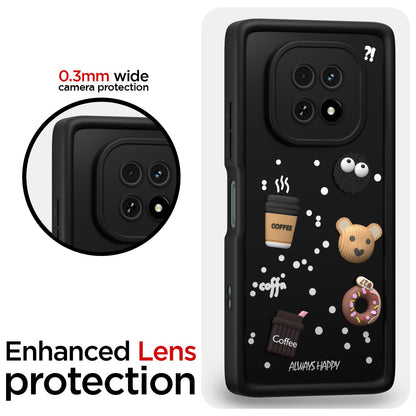 Pikkme  Realme C63 5G  Cute Fun Cartoon 3D Bear Coffee Back Cover (Black)