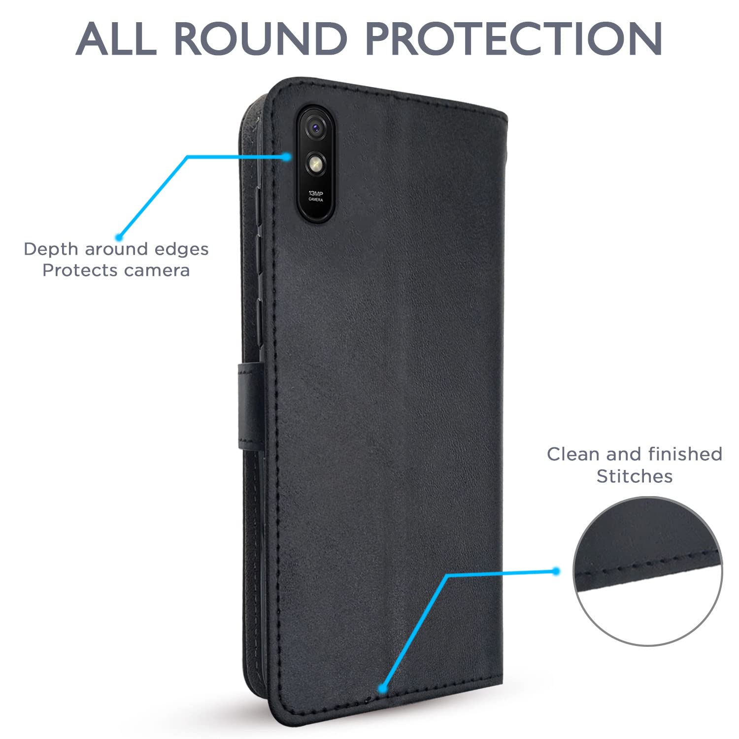 Redmi 9A/9i/9A Sport wallet flip cover in black by Pikkme – photo 4