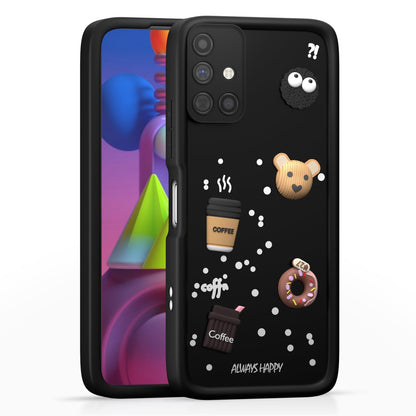 Pikkme Samsung Galaxy M51  Cute Fun Cartoon 3D Bear Silicone Back Cover-Black 