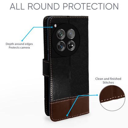 Black & brown Magnetic flip case for OnePlus 12 5G – Pikkme – photo 3