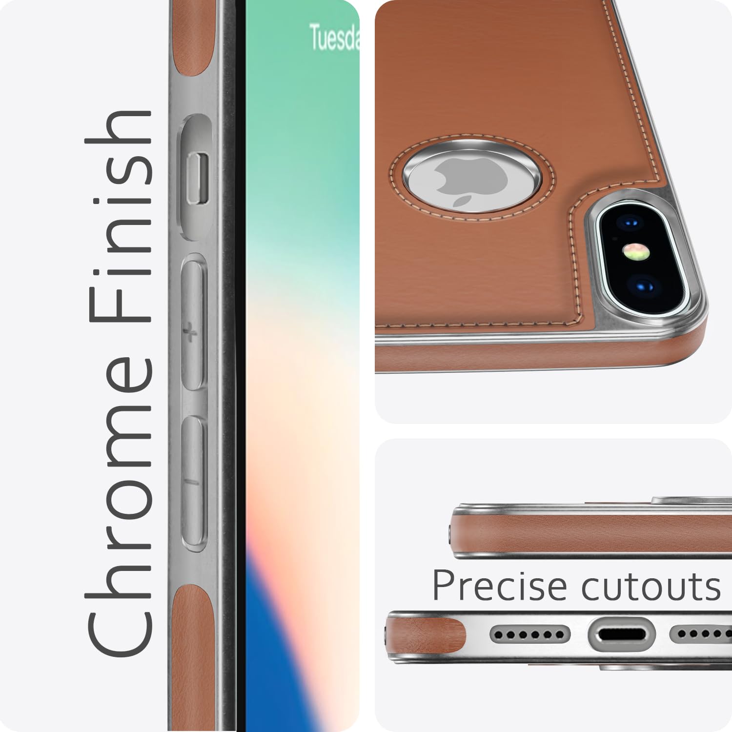 iPhone X/XS Leatherback back cover in chrome brown by Pikkme – photo 6