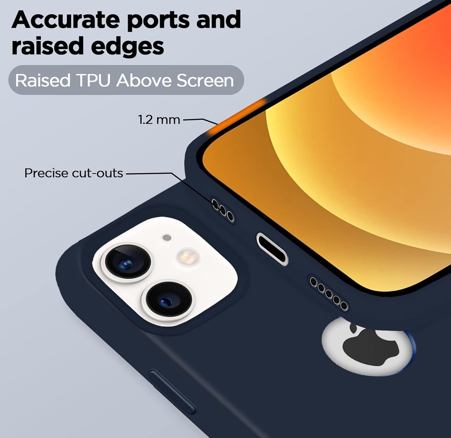 Pikkme iPhone 12/12 Pro Silicone Back Cover (Dark Blue)