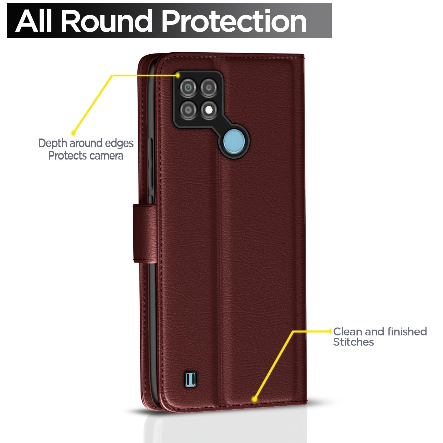 Pikkme Realme C21Y brown wallet flip cover – photo 4