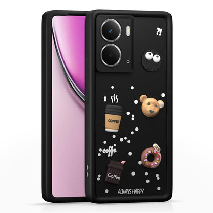 Pikkme Realme P3 5G Cute Fun Cartoon 3D Bear Coffee Back Cover (Black)