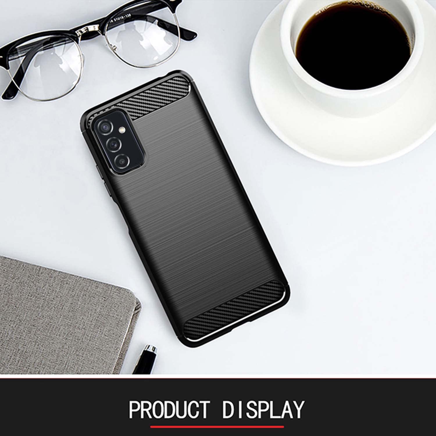 Pikkme Samsung Galaxy M52 5G Hybrid Carbon Fiber Back Cover | Black