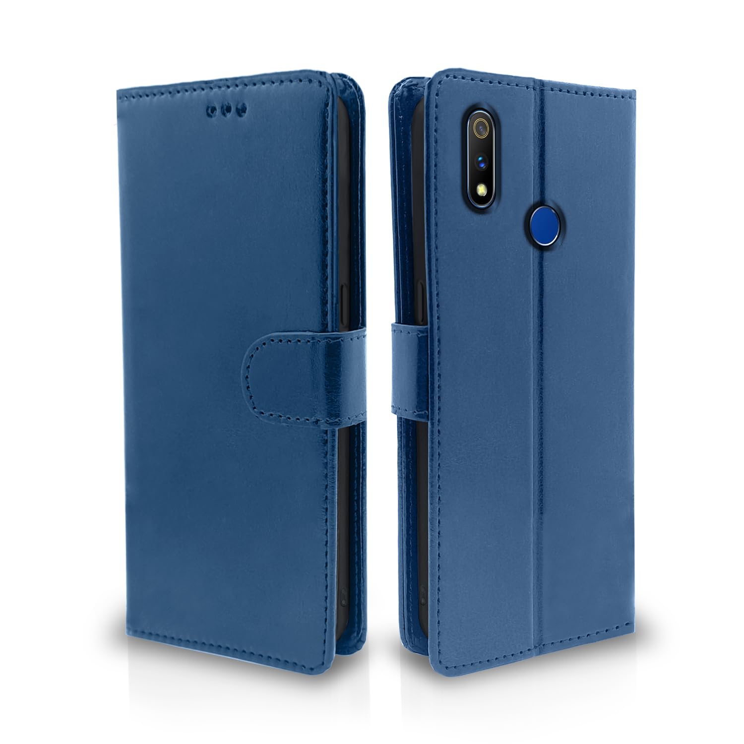 Pikkme Realme 3 Pro Vintage Flip Cover (Blue)