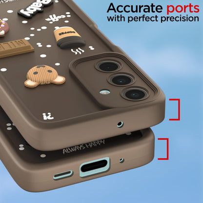 Pikkme Samsung Galaxy A16 5G  Cute Fun Cartoon 3D Bear Coffee cartoon Back Cover (Brown)