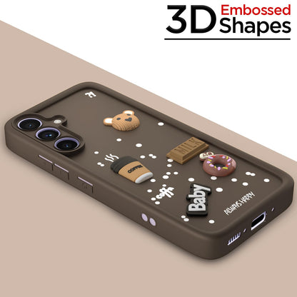 Pikkme Samsung Galaxy A34 5G Cute Fun Cartoon 3D Bear Coffee Back cover (Brown)