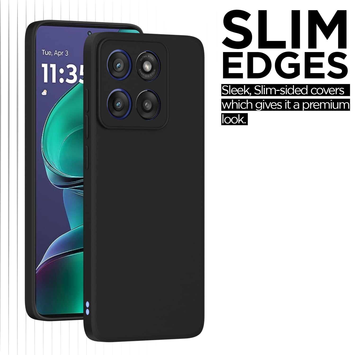 Pikkme Motorola Moto Edge 60 Stylus 5G Soft Matte Silicone Shockproof Case (Black)