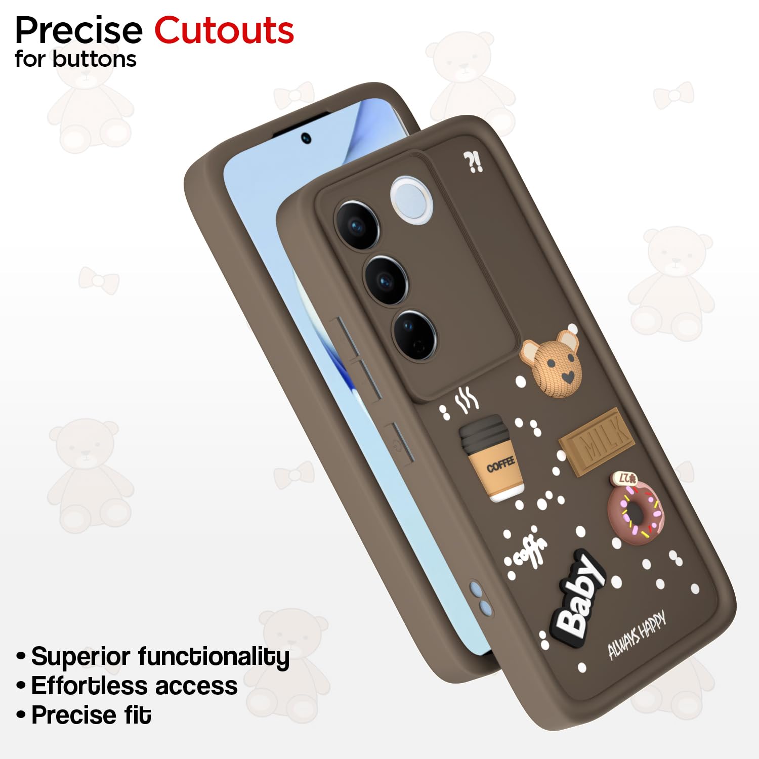 Pikkme Vivo V27/V27 Pro 5G Silicone brown mobile back cover – photo 6