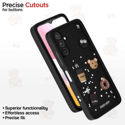 Pikkme Samsung Galaxy A14 4G / A14 5G Cute Fun Cartoon 3D Bear Coffee Back Cover (Black)