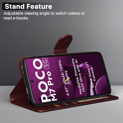 Pikkme brown Wallet mobile flip cover for POCO M7 Pro 5G – photo 3