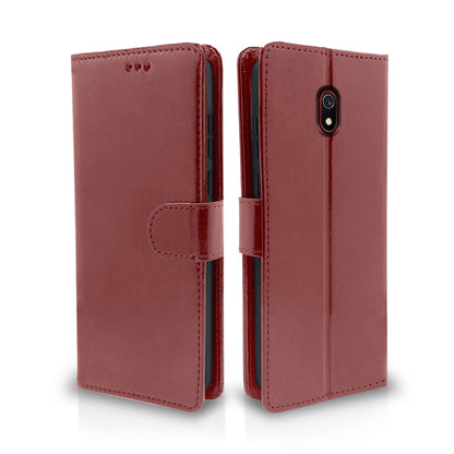 Pikkme Redmi 8A brown mobile flip cover