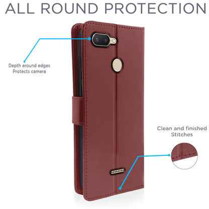 Redmi 6 Wallet flip case in brown by Pikkme – photo 4
