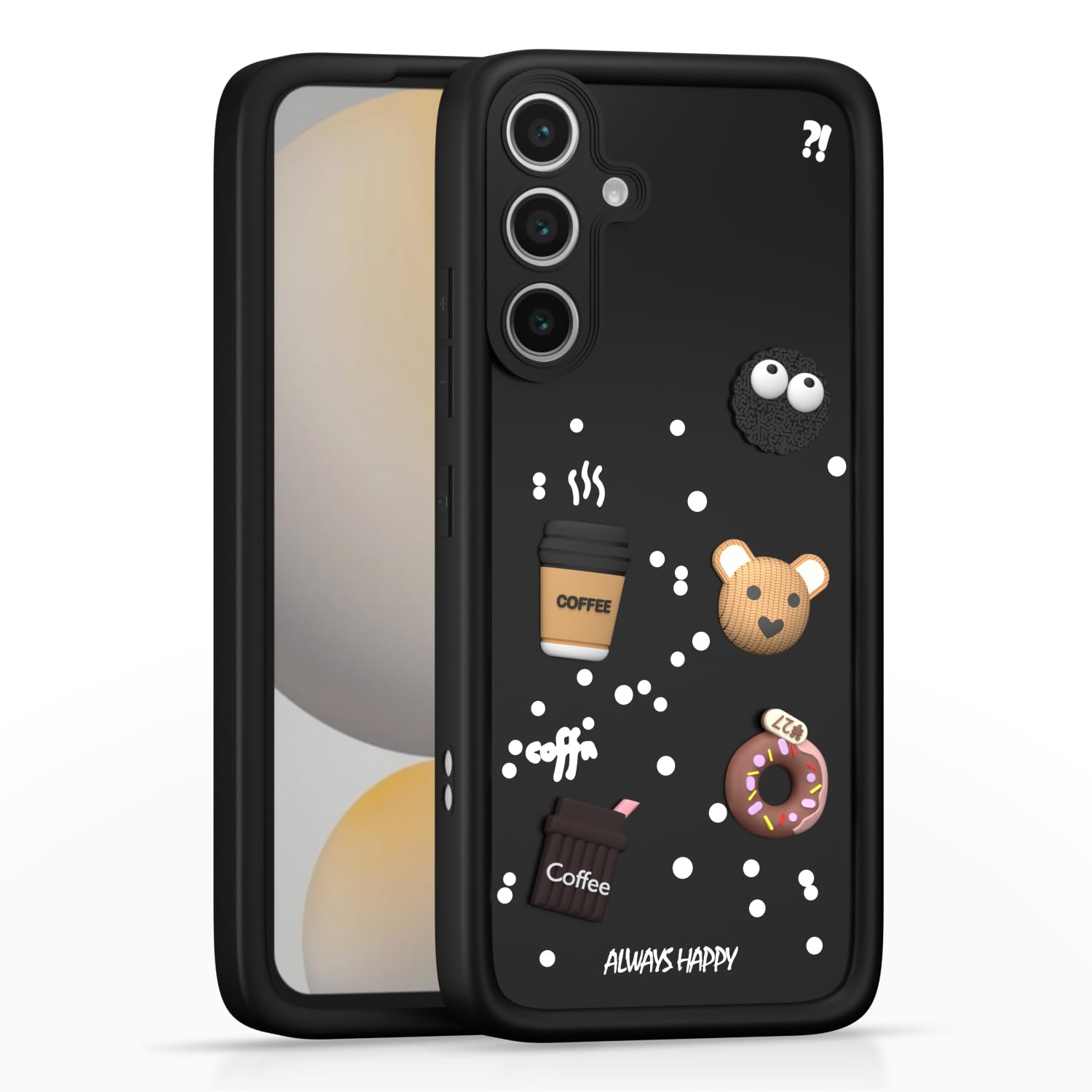 Pikkme Samsung Galaxy S24 FE 5G Cute Fun Cartoon 3D Bear Coffee Back Cover (Black)