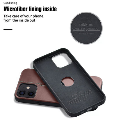 iPhone 12/12 Pro Leather mobile cover in brown by Pikkme – photo 3