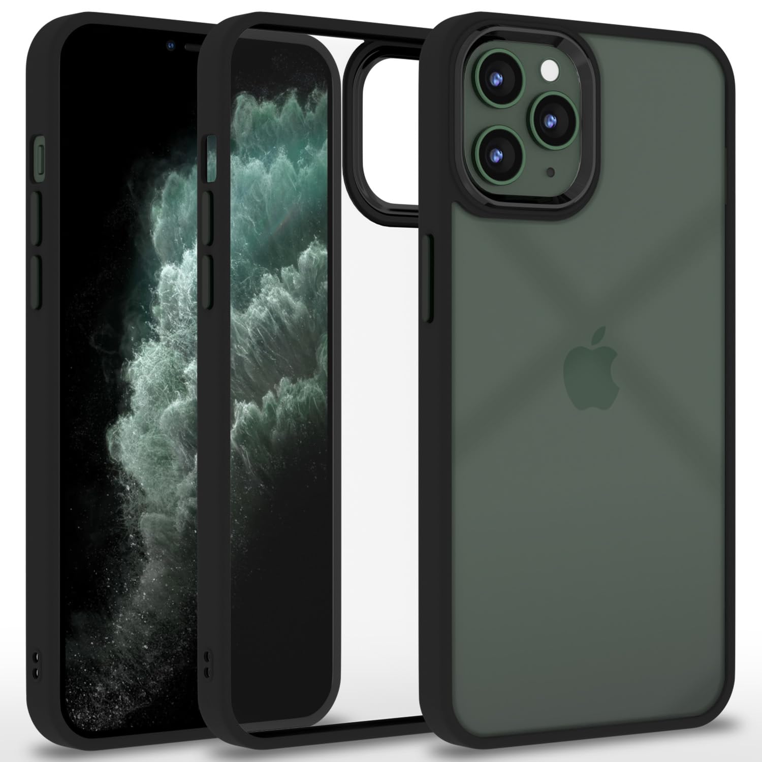 iPhone 11 Pro Chrome Metal Ring Back Cover -Black