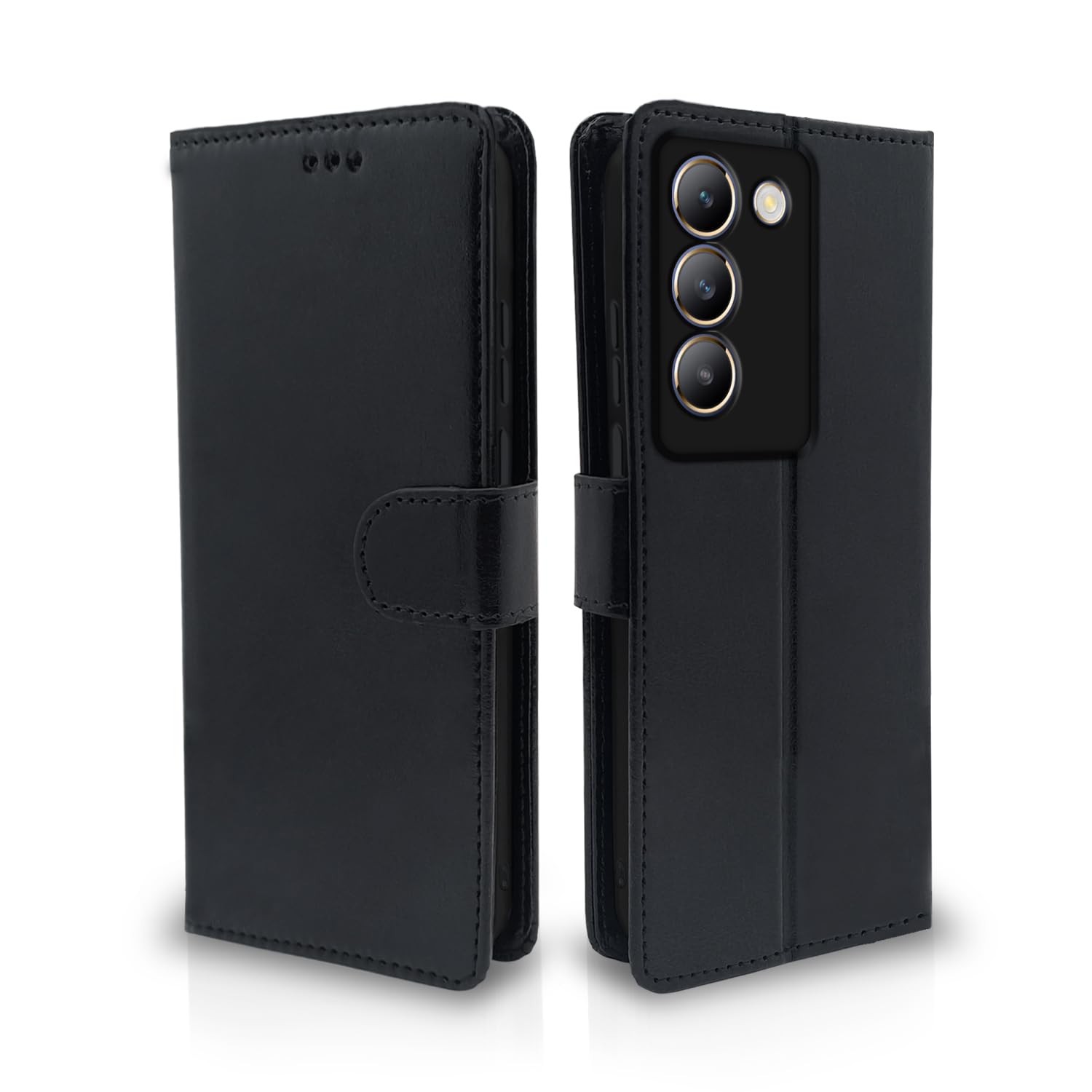 Pikkme black mobile flip cover for Vivo T3/Y200e 5G