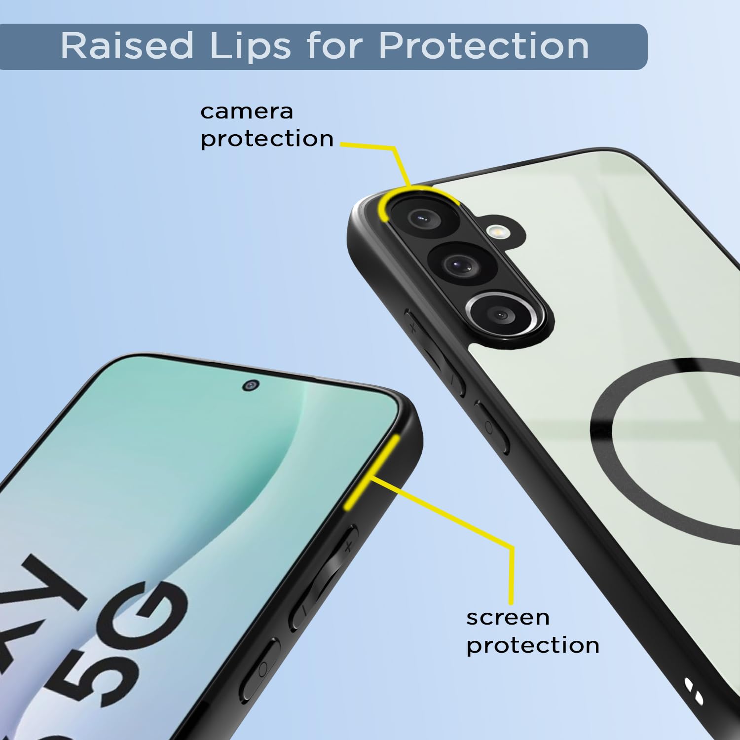Pikkme Samsung Galaxy M56 5G Eagle 2 Mag-Safe Shockproof Hard Transparent Back Cover (Black)